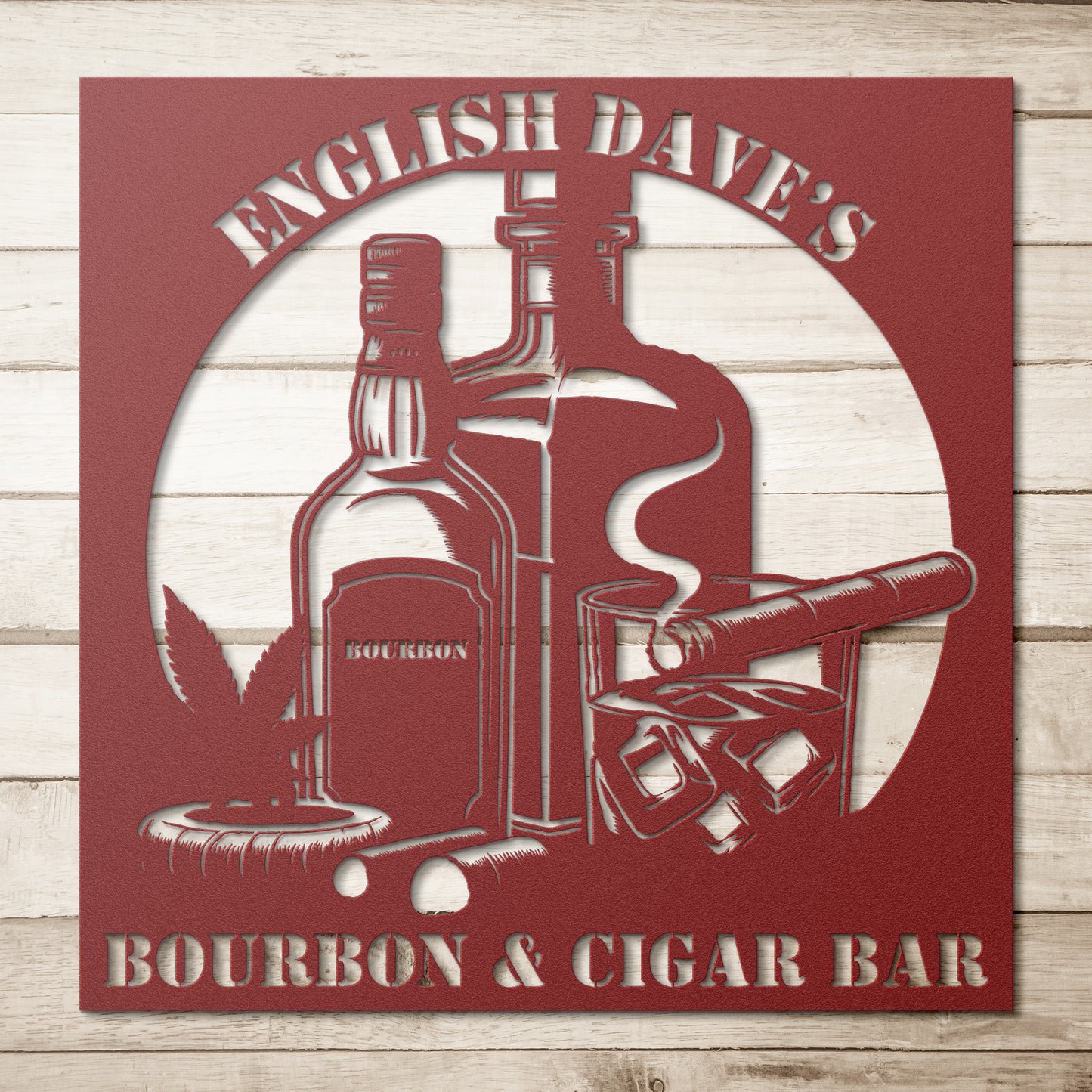 CUSTOM Bourbon & Cigar Bar Sign. FREE SHIPPING!